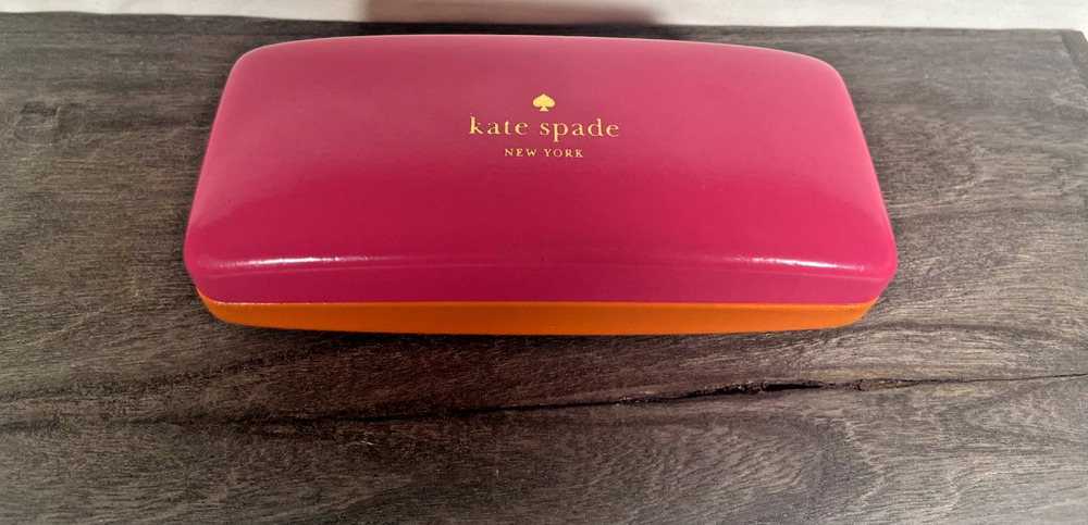 Kate Spade Pink Orange Patent Leather Clamshell Eyeglass Sunglass Case Pre-Owned